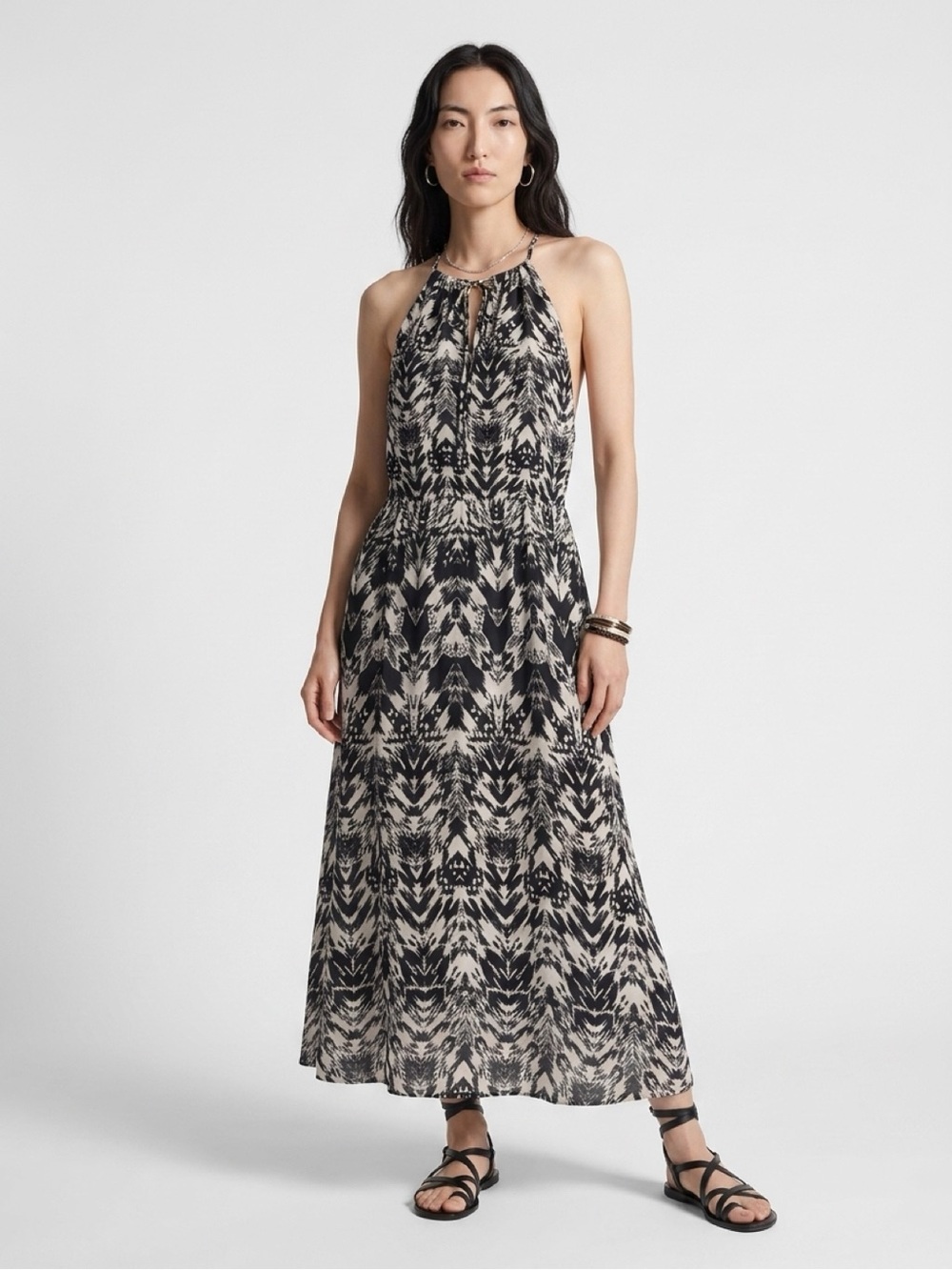 Parker Beaded 'Revel' Maxi Dress Black white Size 4